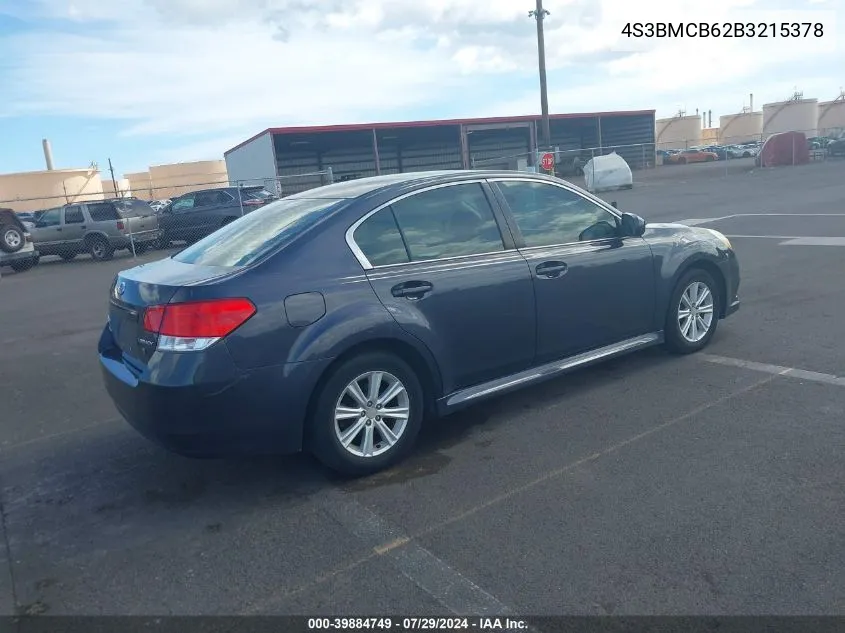 2011 Subaru Legacy 2.5I Premium VIN: 4S3BMCB62B3215378 Lot: 39884749