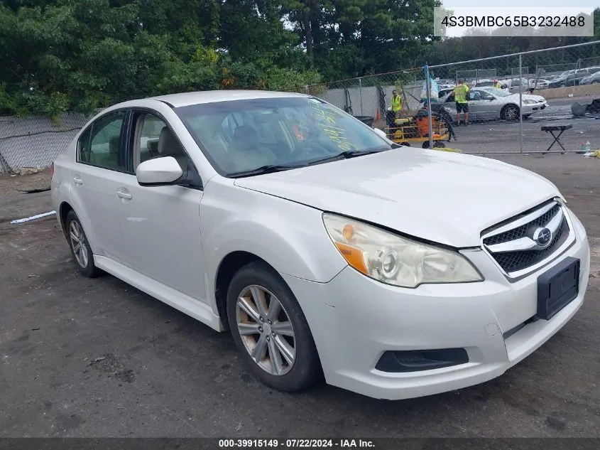 2011 Subaru Legacy 2.5I Premium VIN: 4S3BMBC65B3232488 Lot: 39915149