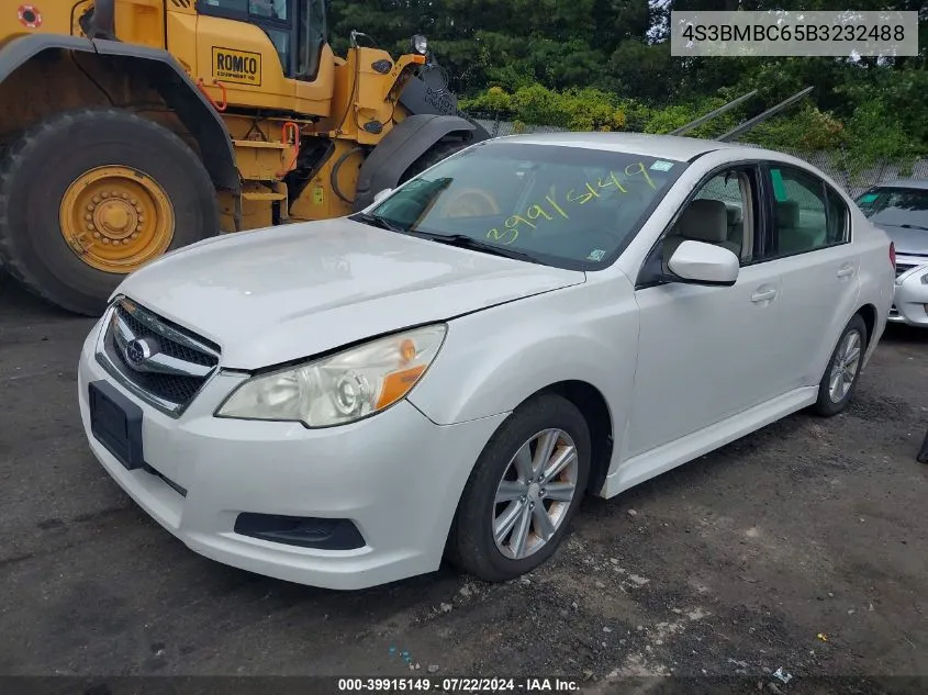 2011 Subaru Legacy 2.5I Premium VIN: 4S3BMBC65B3232488 Lot: 39915149