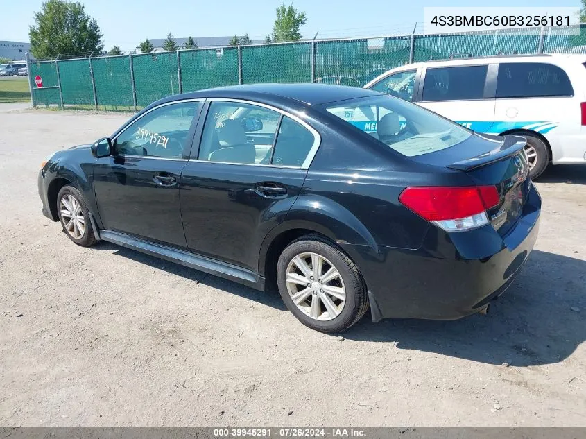 2011 Subaru Legacy 2.5I Premium VIN: 4S3BMBC60B3256181 Lot: 39945291