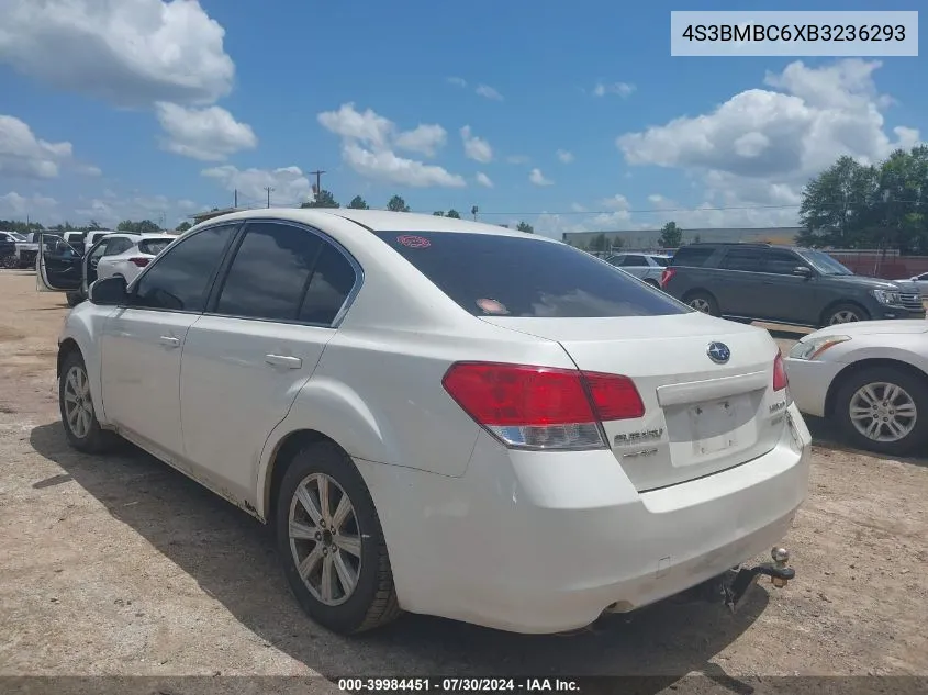 2011 Subaru Legacy 2.5I Premium VIN: 4S3BMBC6XB3236293 Lot: 39984451