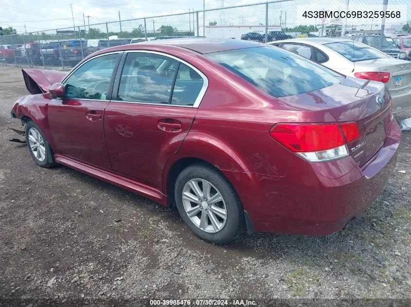 2011 Subaru Legacy 2.5I Premium VIN: 4S3BMCC69B3259568 Lot: 39985476