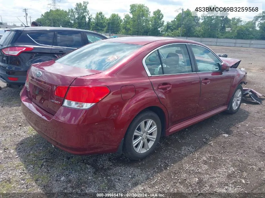 2011 Subaru Legacy 2.5I Premium VIN: 4S3BMCC69B3259568 Lot: 39985476