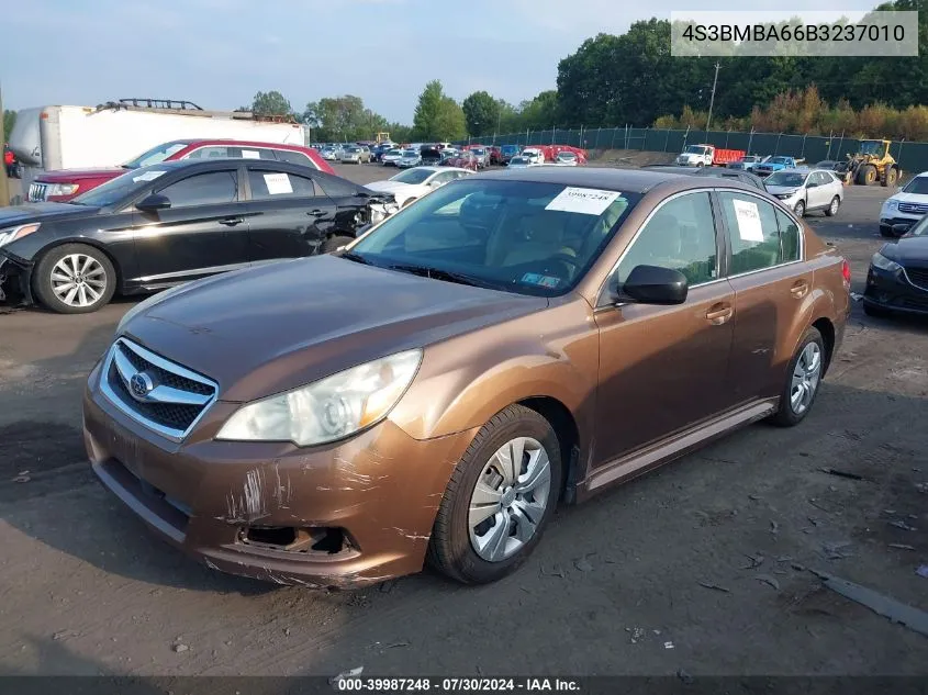 2011 Subaru Legacy 2.5I VIN: 4S3BMBA66B3237010 Lot: 39987248