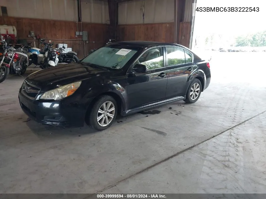 2011 Subaru Legacy 2.5I Premium VIN: 4S3BMBC63B3222543 Lot: 39999594