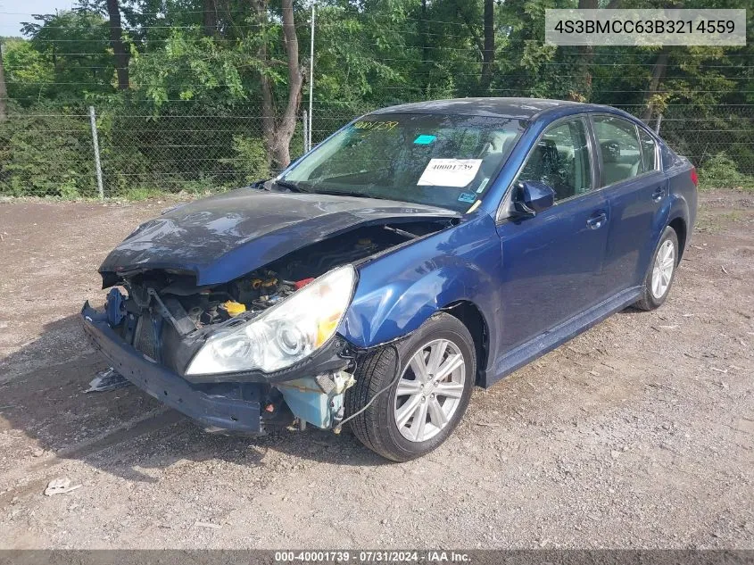 2011 Subaru Legacy 2.5I Premium VIN: 4S3BMCC63B3214559 Lot: 40001739