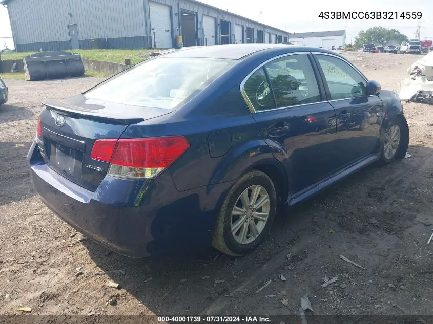 2011 Subaru Legacy 2.5I Premium VIN: 4S3BMCC63B3214559 Lot: 40001739