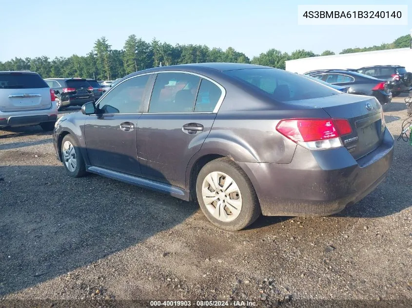 2011 Subaru Legacy 2.5I VIN: 4S3BMBA61B3240140 Lot: 40019903