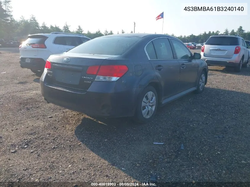 2011 Subaru Legacy 2.5I VIN: 4S3BMBA61B3240140 Lot: 40019903