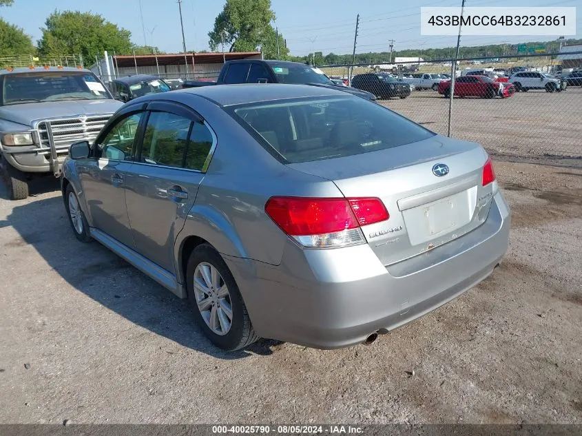 2011 Subaru Legacy 2.5I Prem Awp VIN: 4S3BMCC64B3232861 Lot: 40025790