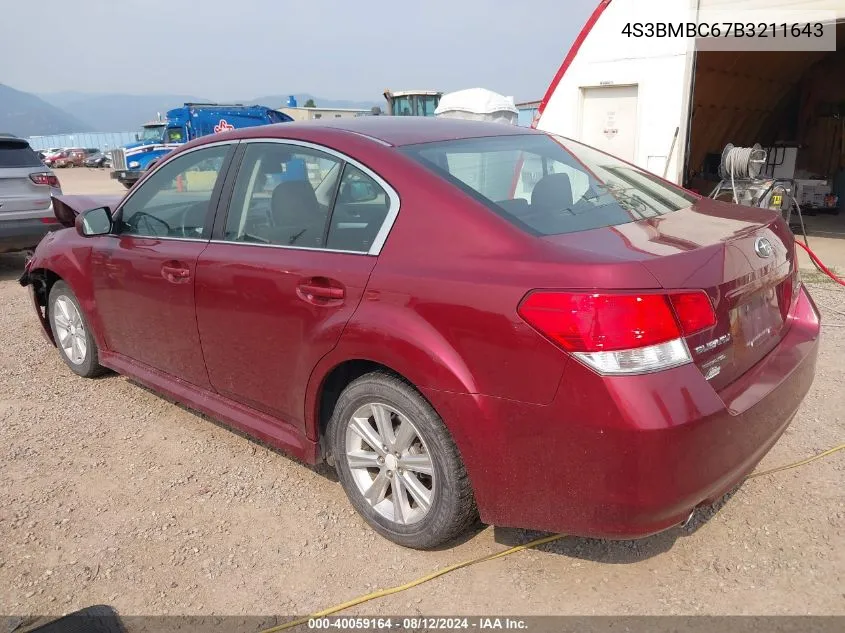 4S3BMBC67B3211643 2011 Subaru Legacy 2.5I Premium