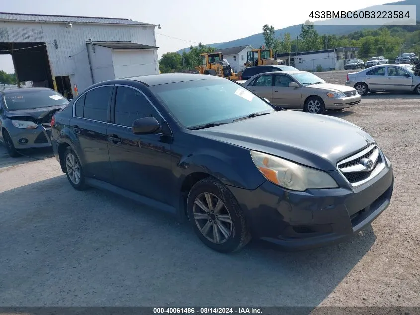 2011 Subaru Legacy 2.5I Premium VIN: 4S3BMBC60B3223584 Lot: 40061486