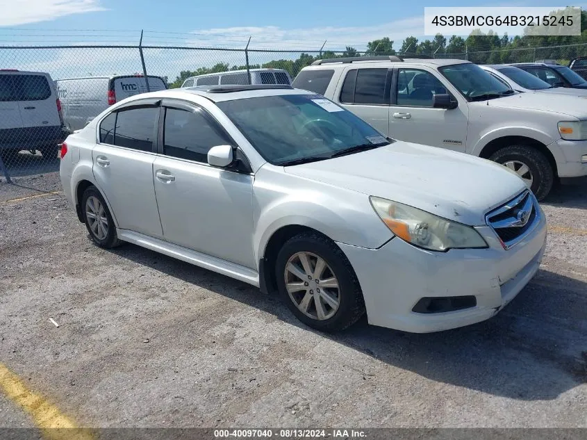 4S3BMCG64B3215245 2011 Subaru Legacy 2.5I Premium