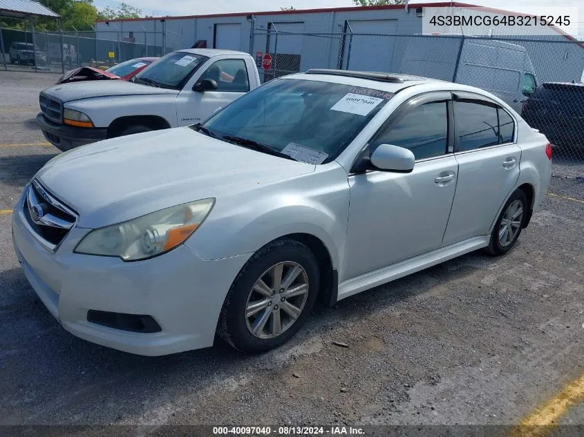 2011 Subaru Legacy 2.5I Premium VIN: 4S3BMCG64B3215245 Lot: 40097040