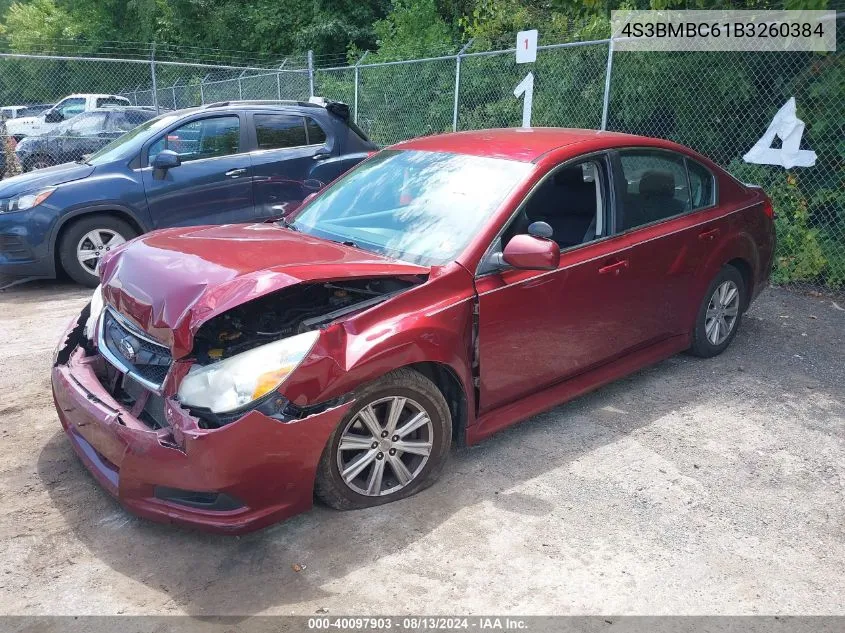 2011 Subaru Legacy 2.5I Premium VIN: 4S3BMBC61B3260384 Lot: 40097903