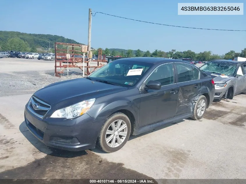 2011 Subaru Legacy 2.5I Premium VIN: 4S3BMBG63B3265046 Lot: 40107146