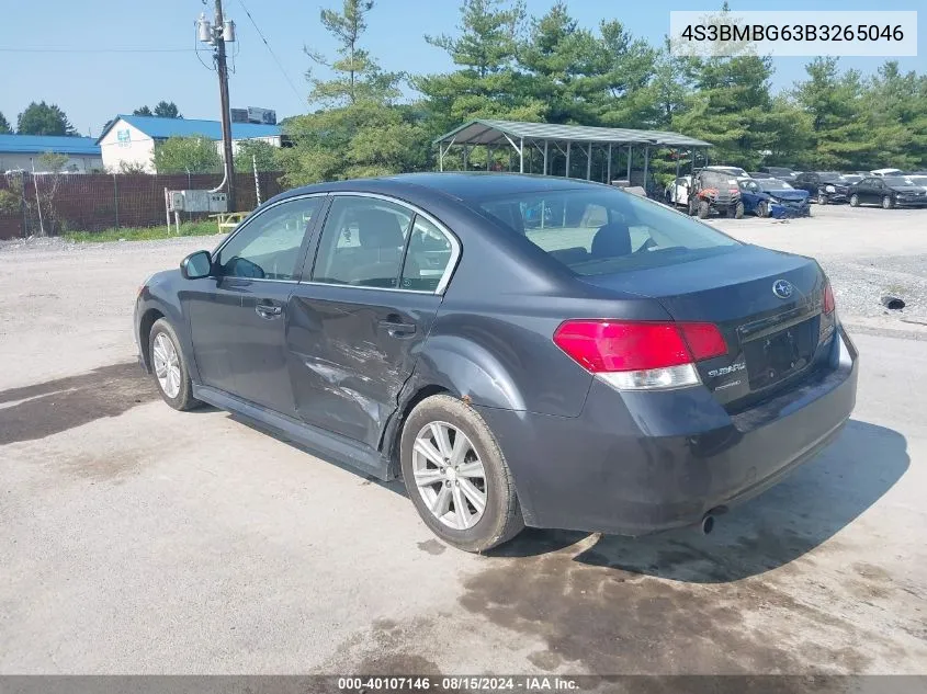 2011 Subaru Legacy 2.5I Premium VIN: 4S3BMBG63B3265046 Lot: 40107146