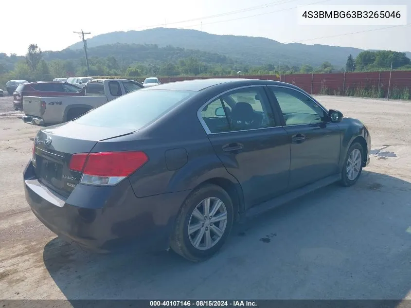 2011 Subaru Legacy 2.5I Premium VIN: 4S3BMBG63B3265046 Lot: 40107146