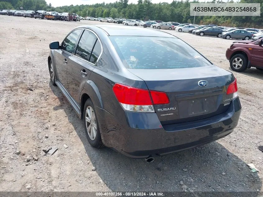 2011 Subaru Legacy 2.5I Premium VIN: 4S3BMBC64B3254868 Lot: 40107256