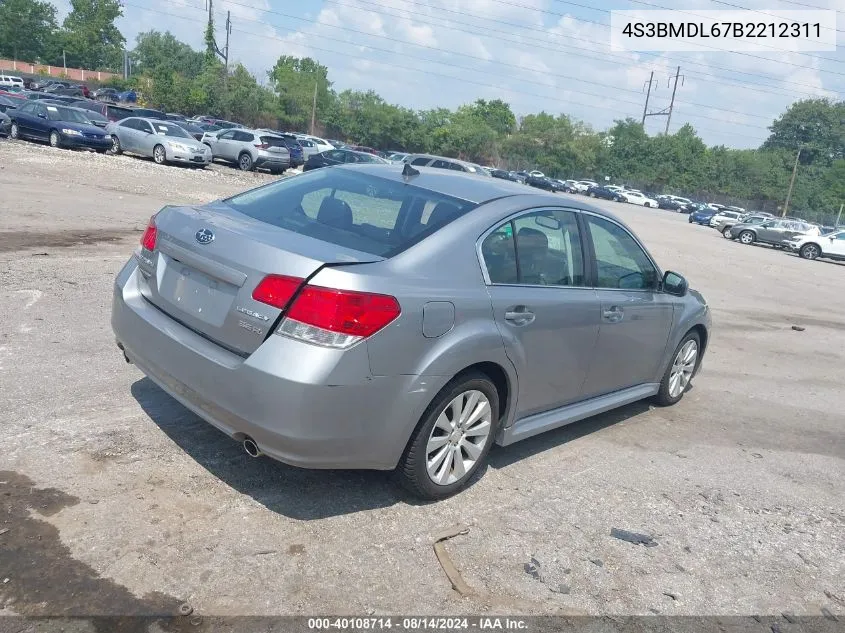 4S3BMDL67B2212311 2011 Subaru Legacy 3.6R Limited