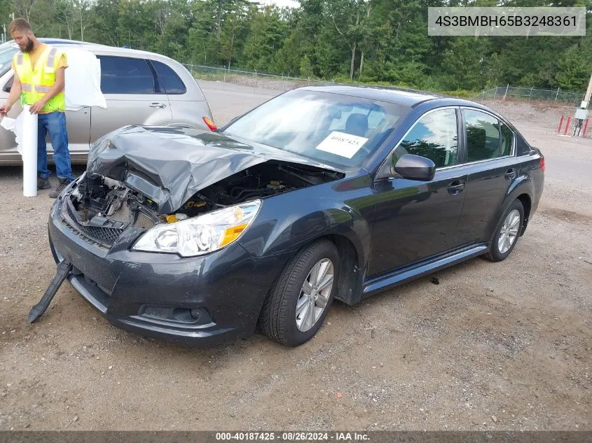 2011 Subaru Legacy 2.5I Premium VIN: 4S3BMBH65B3248361 Lot: 40187425