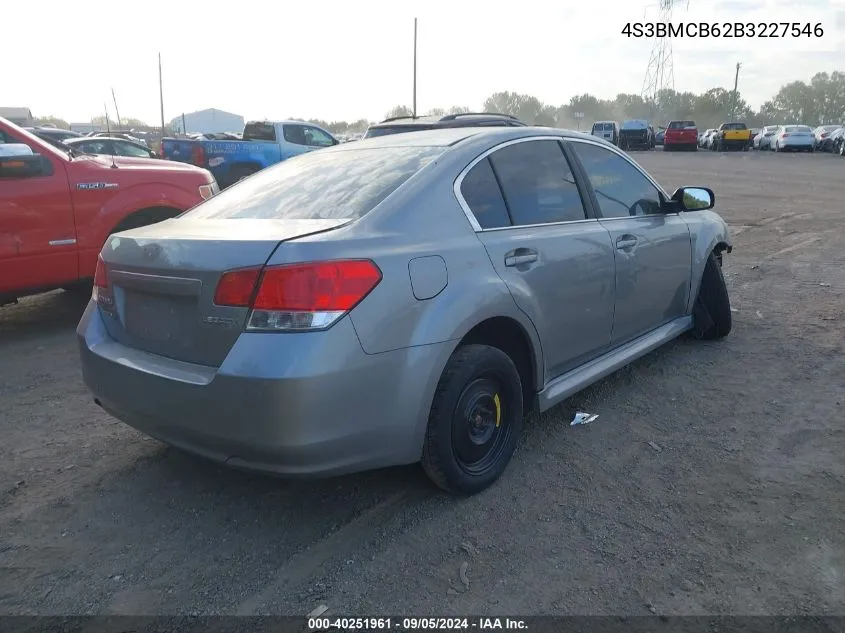 2011 Subaru Legacy 2.5I Premium VIN: 4S3BMCB62B3227546 Lot: 40251961