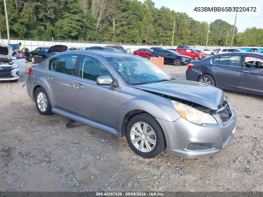 2011 Subaru Legacy 2.5I Premium VIN: 4S3BMBB65B3220472 Lot: 40267826