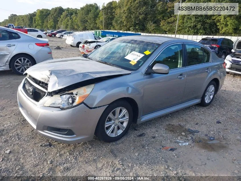 2011 Subaru Legacy 2.5I Premium VIN: 4S3BMBB65B3220472 Lot: 40267826