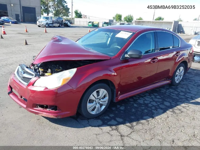 2011 Subaru Legacy 2.5I VIN: 4S3BMBA69B3252035 Lot: 40278043