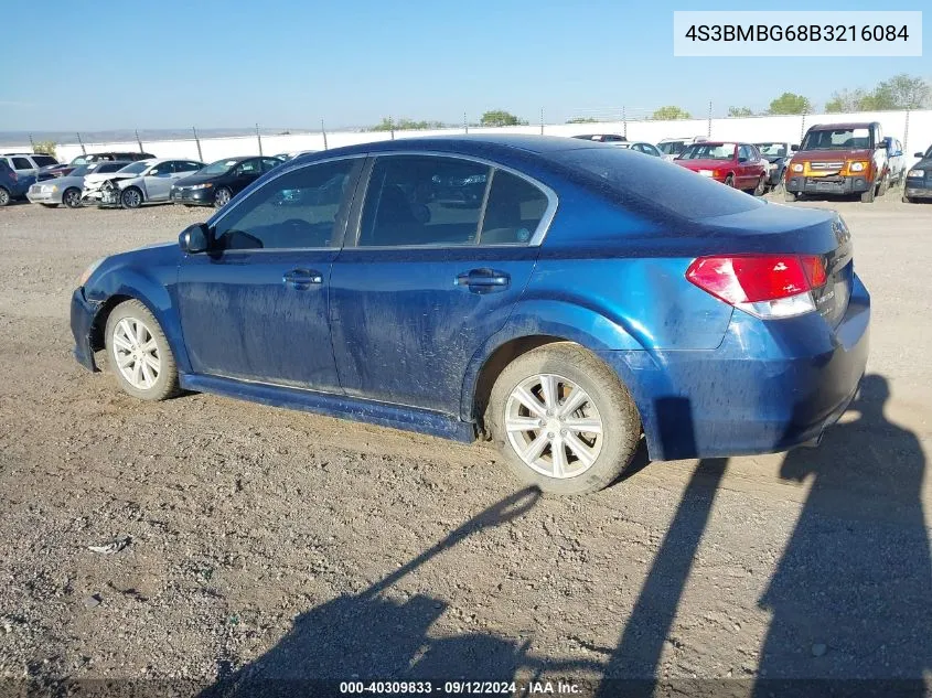 2011 Subaru Legacy 2.5I Premium VIN: 4S3BMBG68B3216084 Lot: 40309833