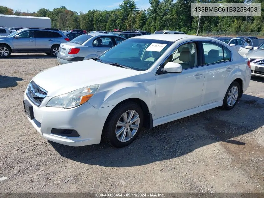 2011 Subaru Legacy 2.5I Premium VIN: 4S3BMBC61B3258408 Lot: 40323454