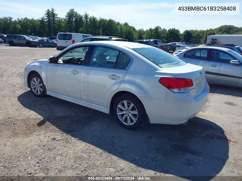 2011 Subaru Legacy 2.5I Premium VIN: 4S3BMBC61B3258408 Lot: 40323454