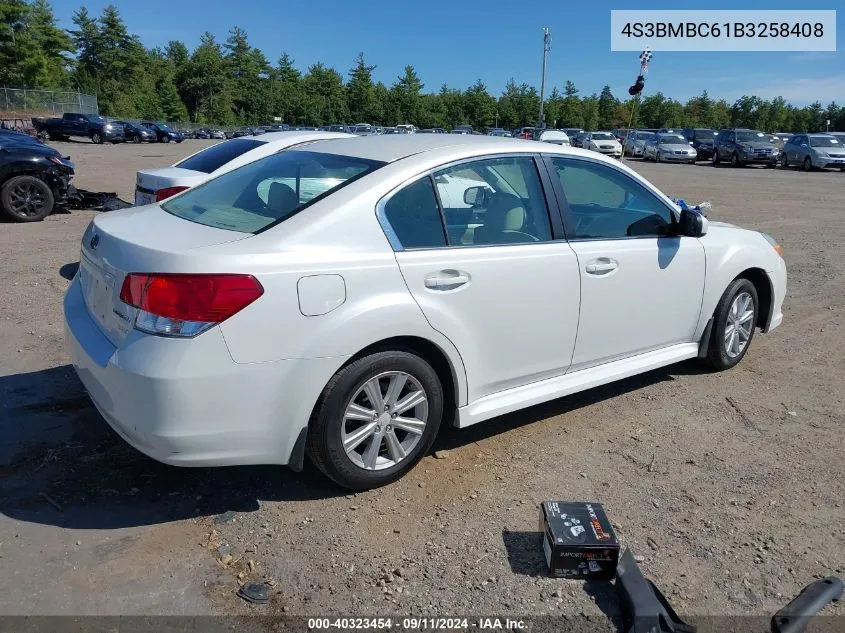 2011 Subaru Legacy 2.5I Premium VIN: 4S3BMBC61B3258408 Lot: 40323454