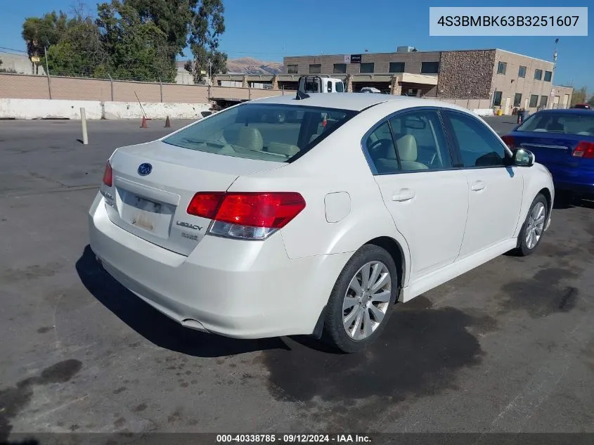 4S3BMBK63B3251607 2011 Subaru Legacy 2.5I Limited