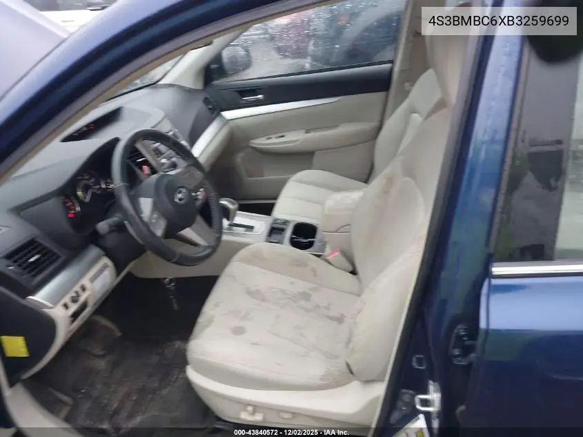 4S3BMBC6XB3259699 2011 Subaru Legacy 2.5I Premium
