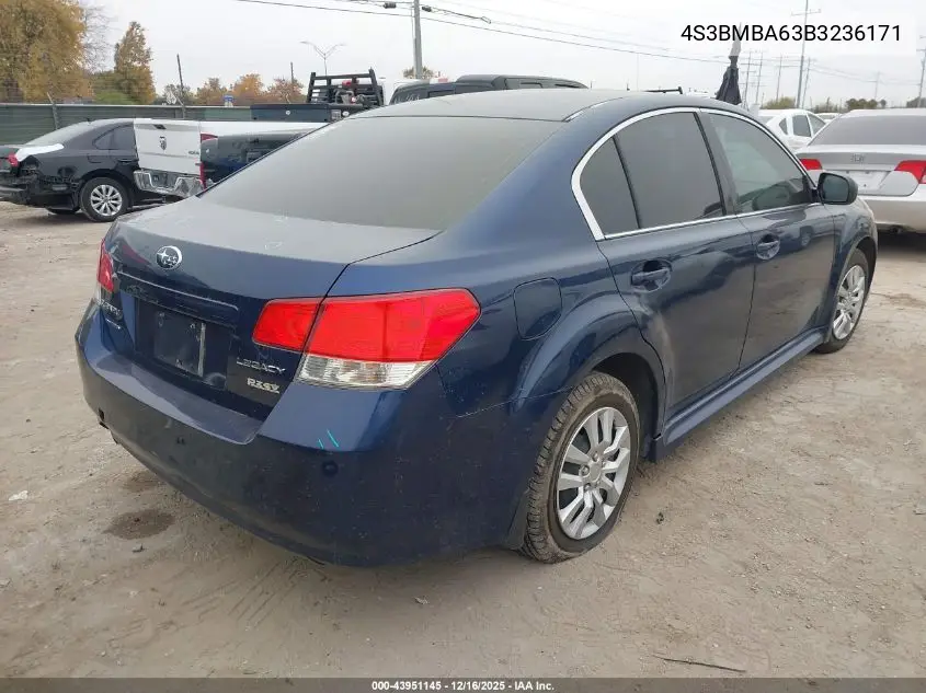 4S3BMBA63B3236171 2011 Subaru Legacy 2.5I