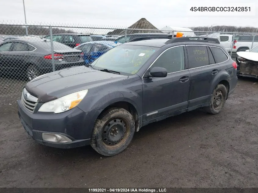 2012 Subaru Legacy Outback VIN: 4S4BRGBC0C3242851 Lot: 11992021