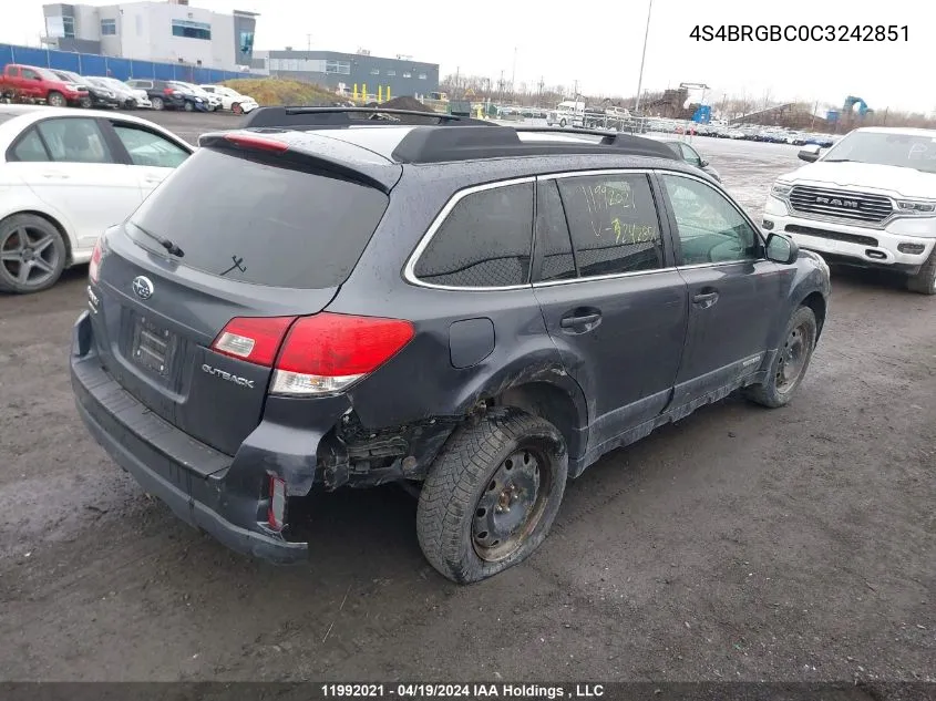 2012 Subaru Legacy Outback VIN: 4S4BRGBC0C3242851 Lot: 11992021