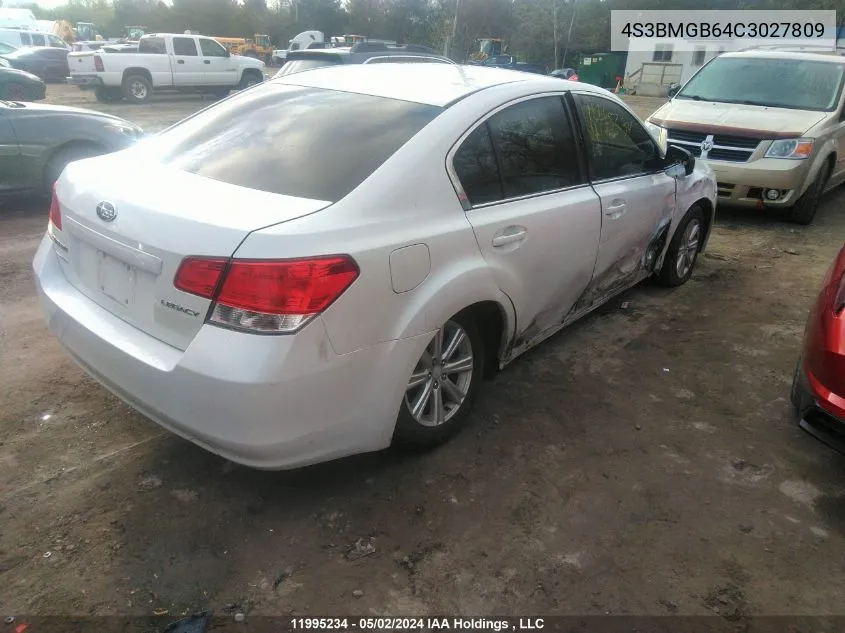 2012 Subaru Legacy 2.5I Premium VIN: 4S3BMGB64C3027809 Lot: 11995234