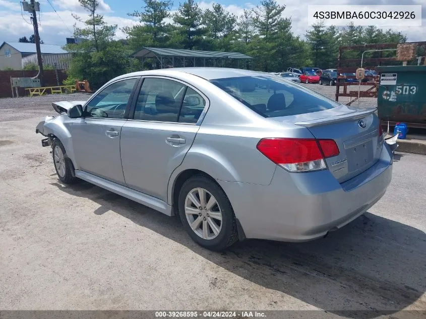 2012 Subaru Legacy 2.5I VIN: 4S3BMBA60C3042926 Lot: 39268595