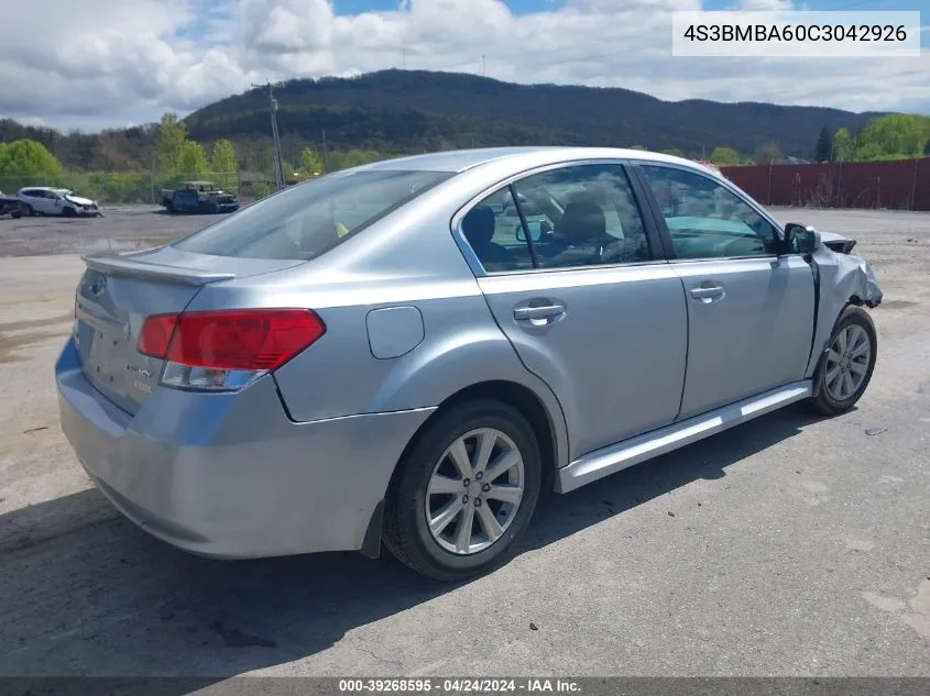 2012 Subaru Legacy 2.5I VIN: 4S3BMBA60C3042926 Lot: 39268595