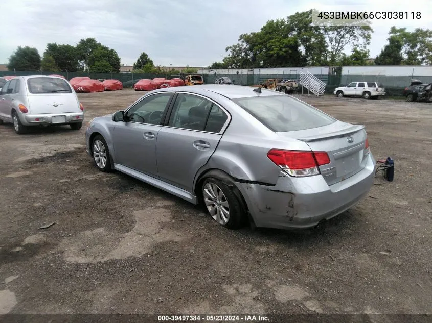 4S3BMBK66C3038118 2012 Subaru Legacy 2.5I Limited