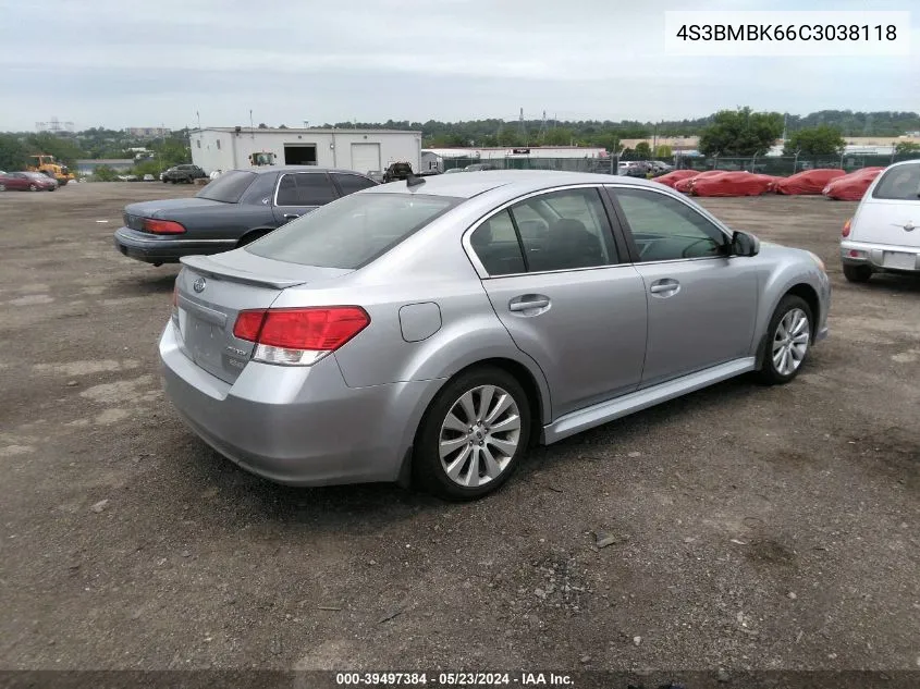 2012 Subaru Legacy 2.5I Limited VIN: 4S3BMBK66C3038118 Lot: 39497384