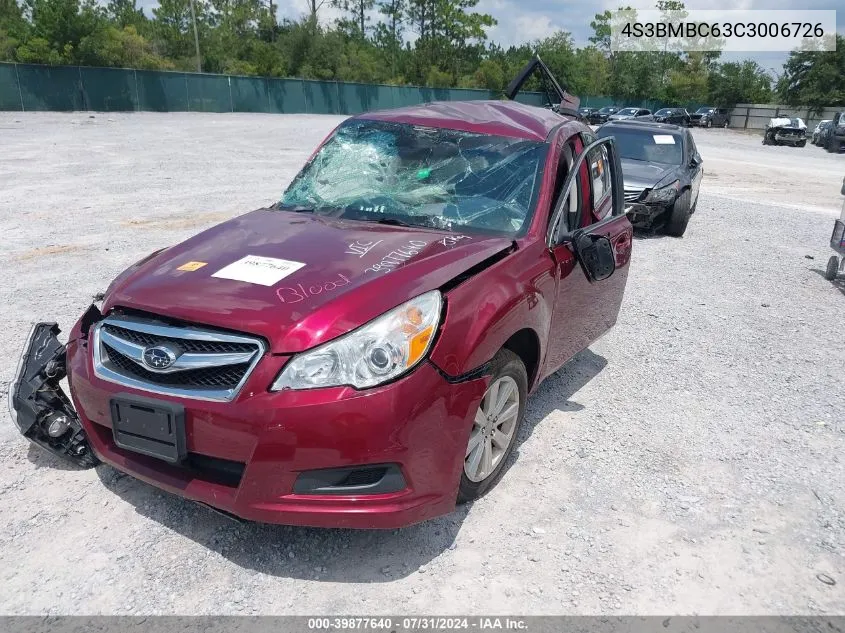 2012 Subaru Legacy 2.5I Premium VIN: 4S3BMBC63C3006726 Lot: 39877640