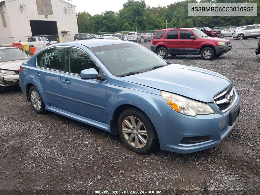 2012 Subaru Legacy 2.5I Premium VIN: 4S3BMBC60C3010958 Lot: 39938203