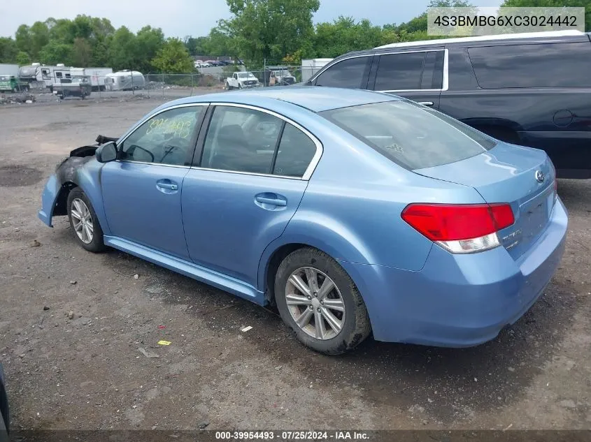 2012 Subaru Legacy 2.5I Premium VIN: 4S3BMBG6XC3024442 Lot: 39954493