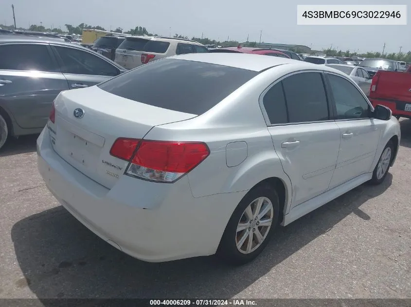 2012 Subaru Legacy 2.5I Premium VIN: 4S3BMBC69C3022946 Lot: 40006209