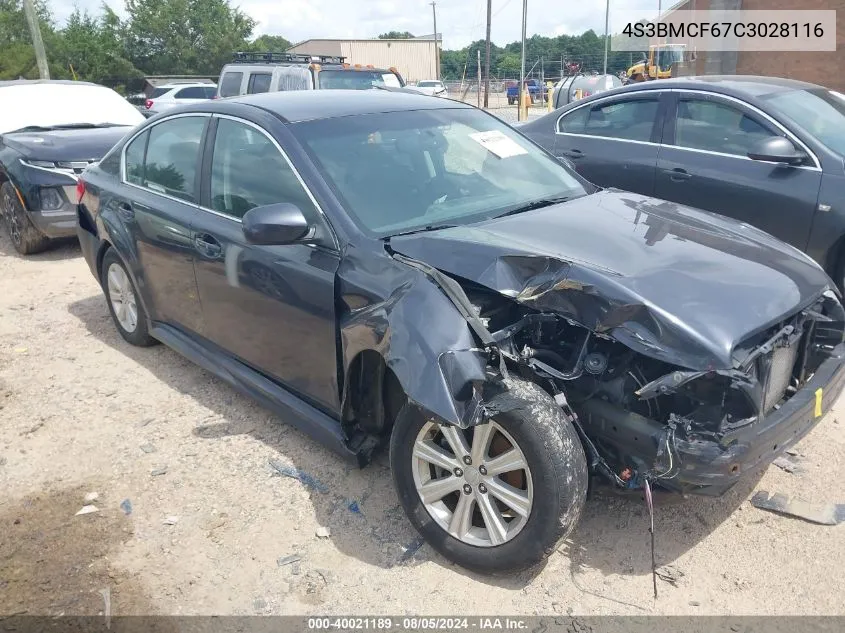 2012 Subaru Legacy 2.5I Premium VIN: 4S3BMCF67C3028116 Lot: 40021189