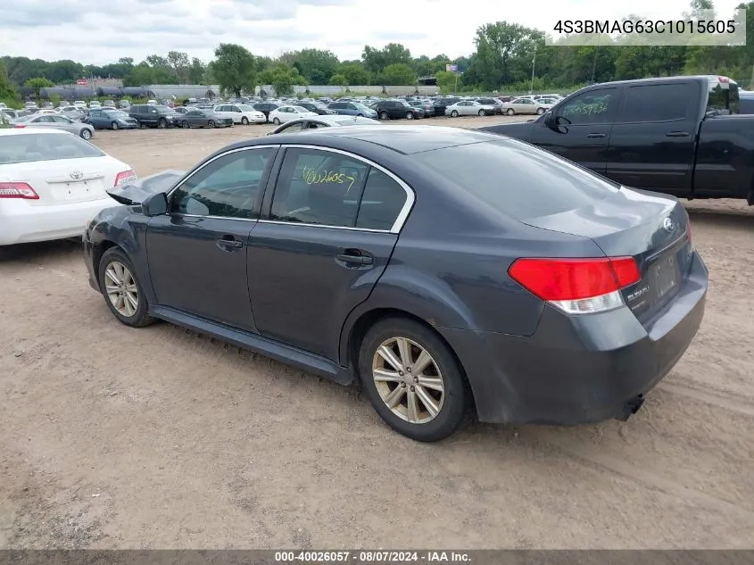 2012 Subaru Legacy 2.5I Premium VIN: 4S3BMAG63C1015605 Lot: 40026057