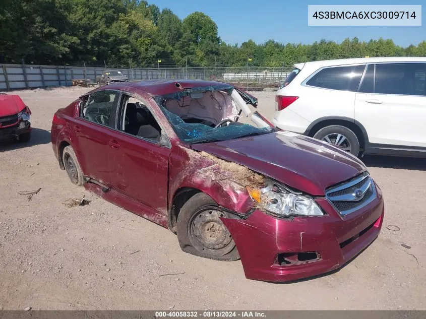 2012 Subaru Legacy 2.5I VIN: 4S3BMCA6XC3009714 Lot: 40058332